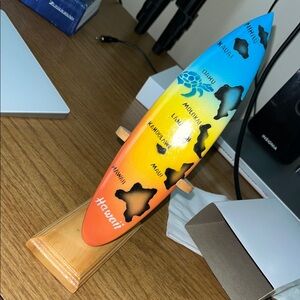 Hawaii Surfboard Decor with Island Map Design